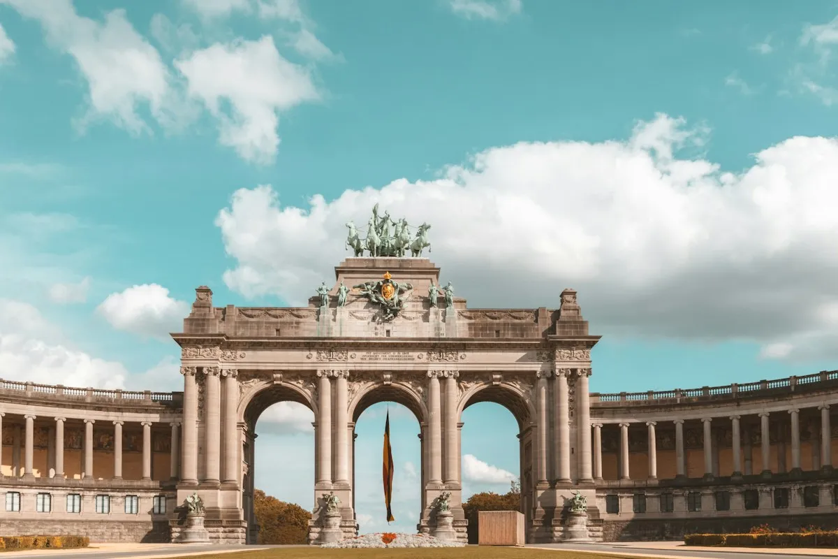 Triumphal arches and colonnades at Cinquantenaire in Brussels