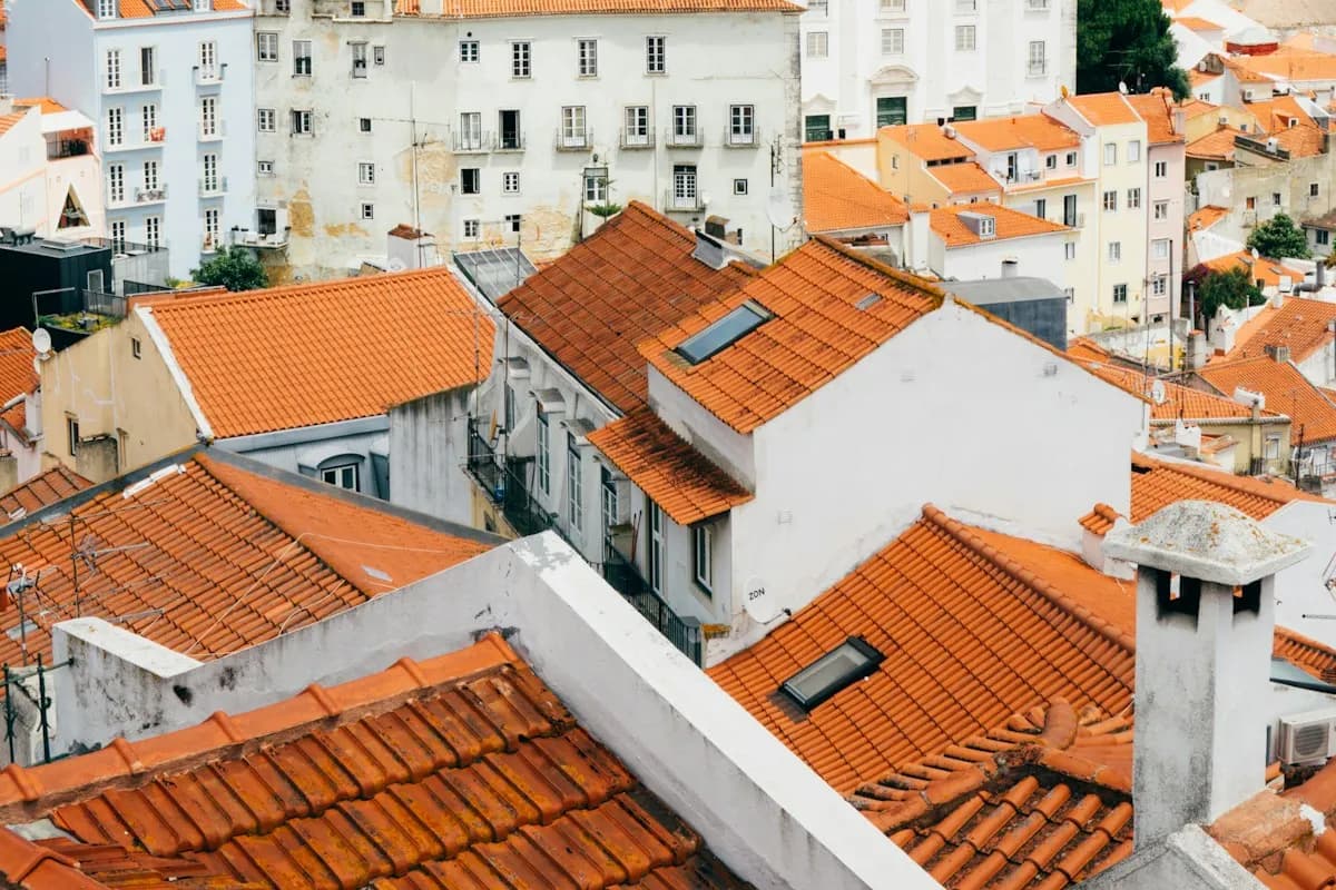 White buildings and terracotta rooftops in Lisbon