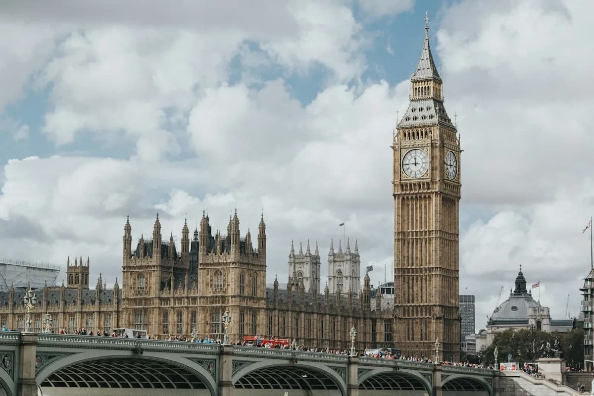 Big Ben and the Houses of Parliament beside Westminster Bridge